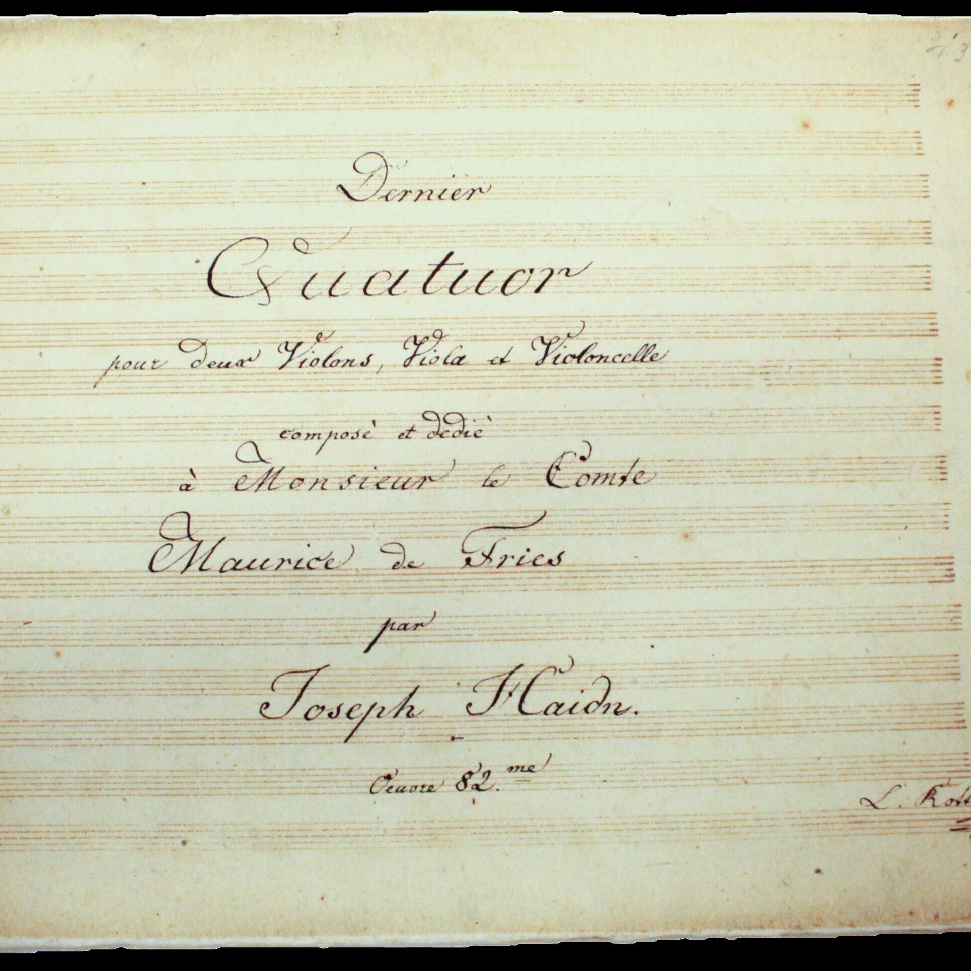 Reproducción de partitura del Cuarteto en D menor, Op. 103